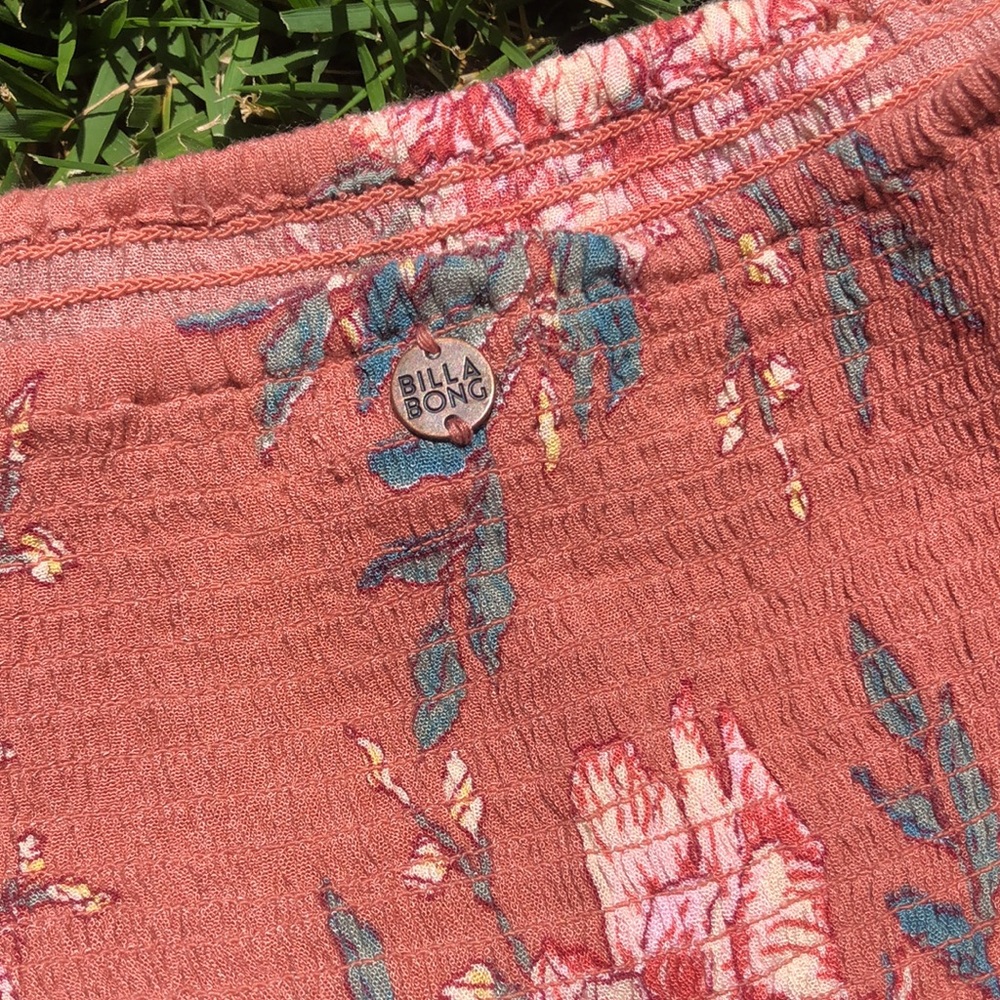 Billabong Rust Pink Floral Off-Shoulder Dress - Picture 11 of 14
